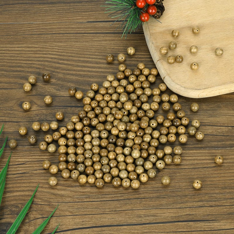 Prometis 200pcs 8mm Natural Sandalwood Round Beads Gorgeous Craft Handmade Polished Spacer Mala Pray Beads with Elastic Cord for Bracelets DIY Rosary Tasbih Jewelry Making - Image 4